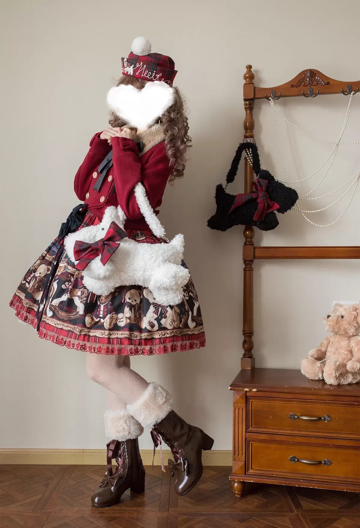 Sheep Puff - Snowy Mochi - Kawaii Lolita Winter Boots, Detachable Fur Trim 43995:791507