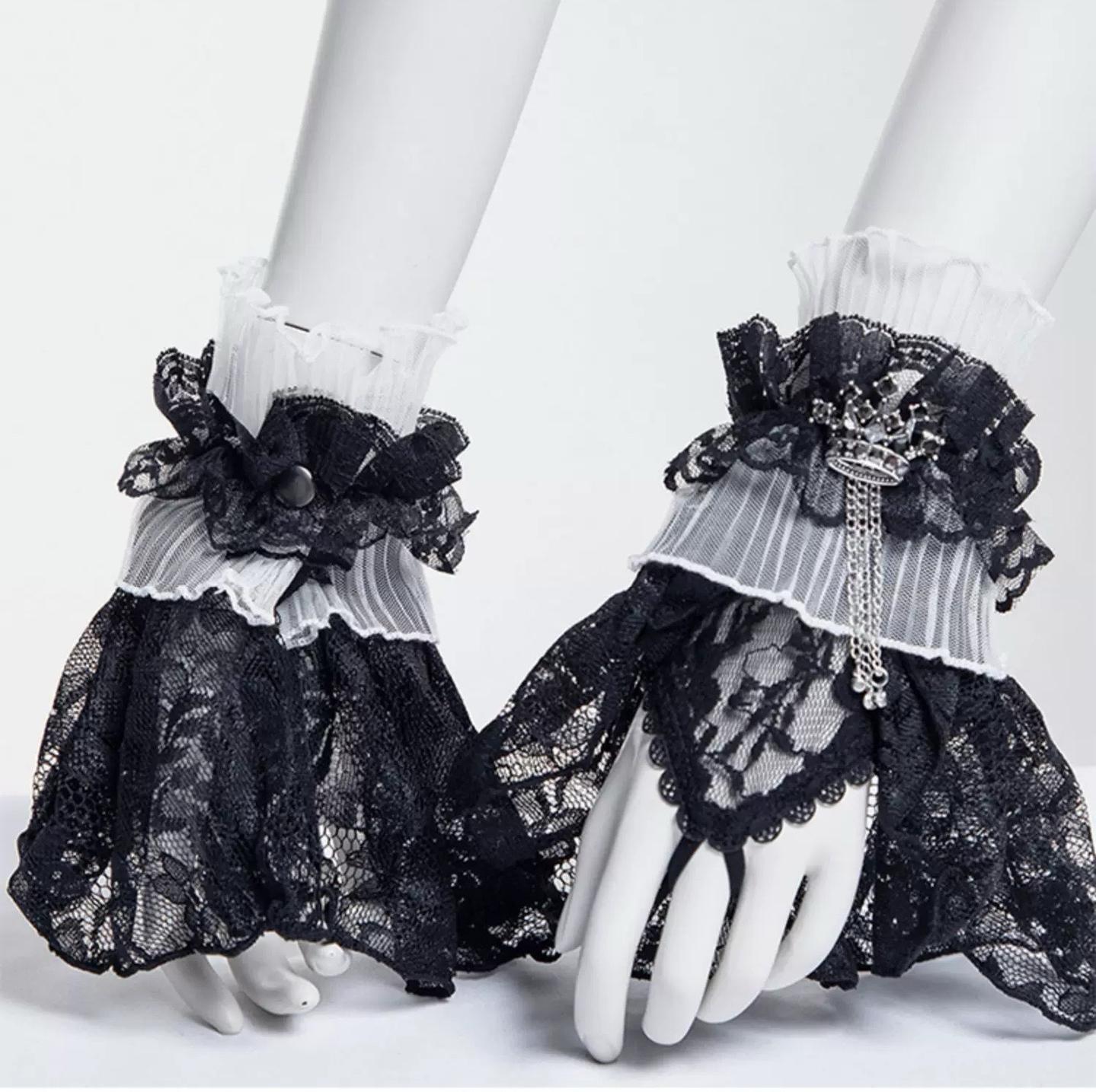 Gothic Lolita Lace Cuffs, Crown Decoration 44651:818093