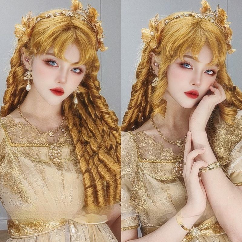 Mabuxi~Retro Lolita Wig Elegant Roman Curls Gorgeous Court Wigs 40472:668834