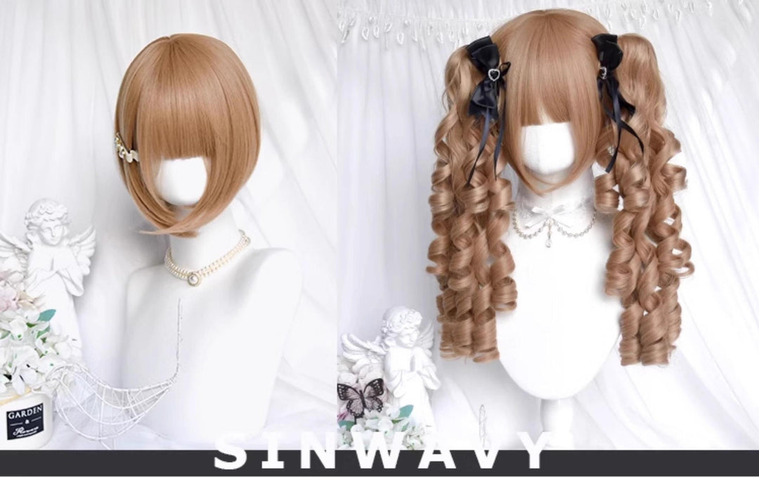 Sinwavy~Vintage Lolita Wig Double Ponytail Roman Roll Hair