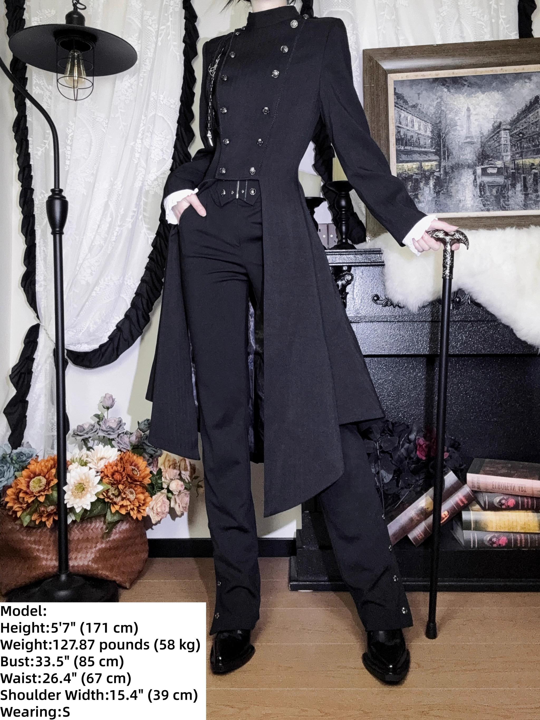 Galaxy Key - Eternal Night Moon - Double-Breasted Ouji Lolita Coat, Built-in Shoulder Pads 44342:805370