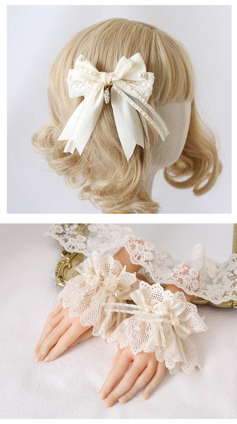 Xiaogui - Lace Lolita Headdress Set With Bow/Ruffle Details