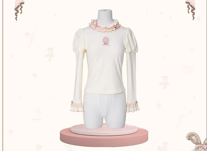 (BFM)Mademoiselle Pearl~Lovely Lolita Dress OP Cloak Blouse SK Set XS Knitted Underwear (Ivory Color) 