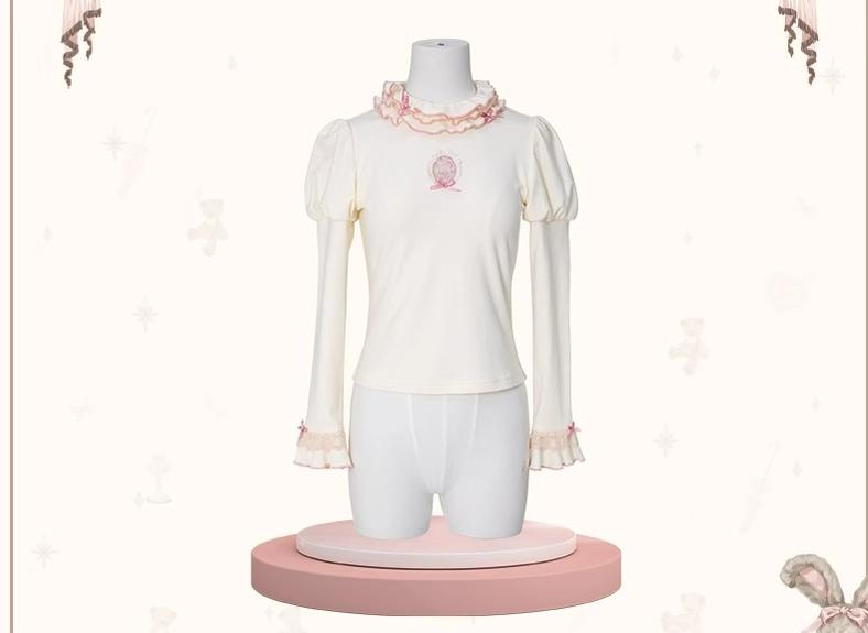 (BFM)Flower and Pearl Box~Lovely Lolita Dress OP Cloak Blouse SK Set XS Knitted Underwear (Ivory Color) 