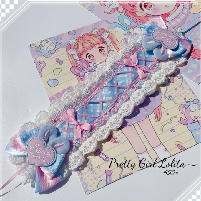 Pretty Girl Lolita~Sweet Lolita Pink-blue Accessories a hair band 30cm  