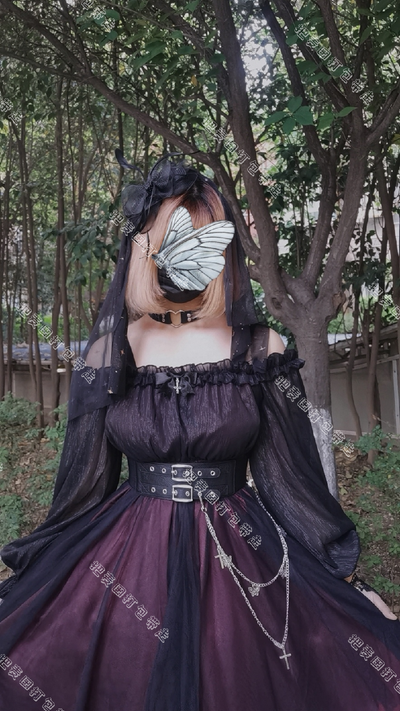 Cornfield Lolita~The Girl Assassin~Halloween Gothic Lolita Irregularly Hemline Dress S short version-red 