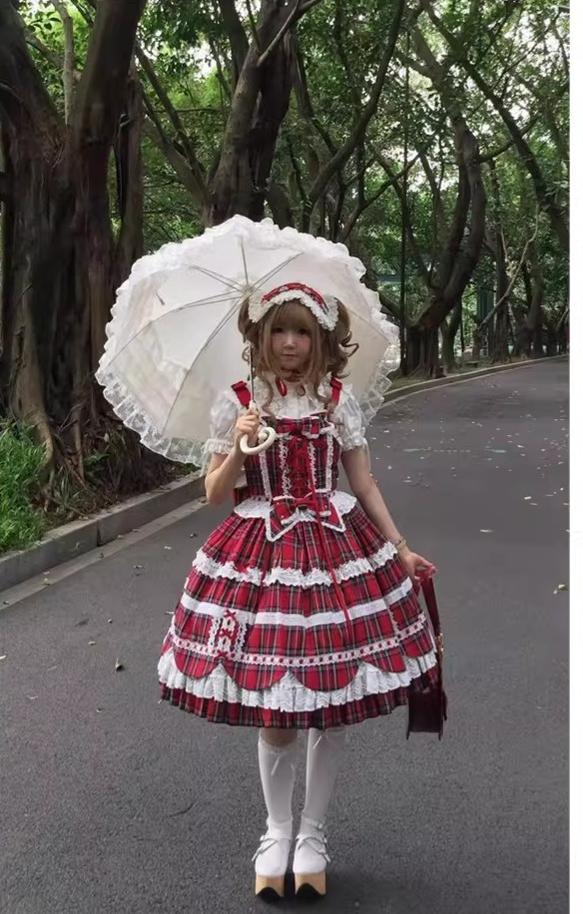 Cream Petal - Cotton Old School Lolita JSK, Layered Tiered Hem 44538:812498