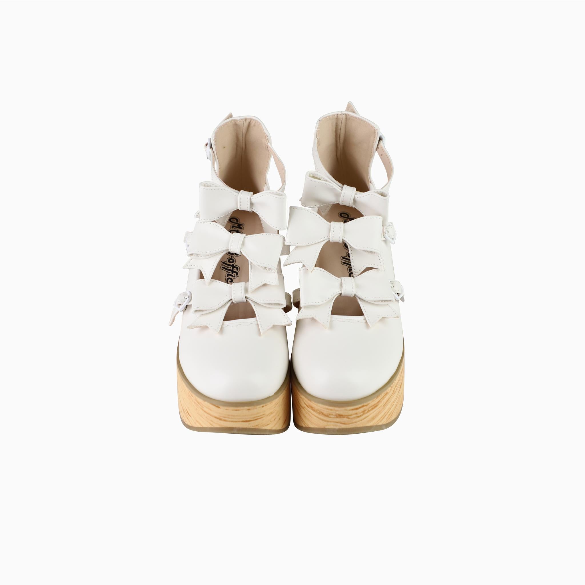 MODO - Sweet Lolita High Platform Shoes, Three Bows (White / 35 36 37 38 39 40) 44182:797577