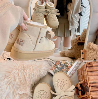 Sheep Puff~Winter Lolita Shoes Warm Fleece Snow Boots   