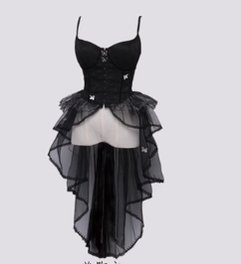 Caged Bird Hotel~Spider Webs and Butterflies~Gothic Lolita Corsage and SK S single corset 