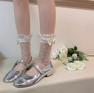 WAGUIR~Kawaii Lolita Thin Glass Yarn Short Socks   