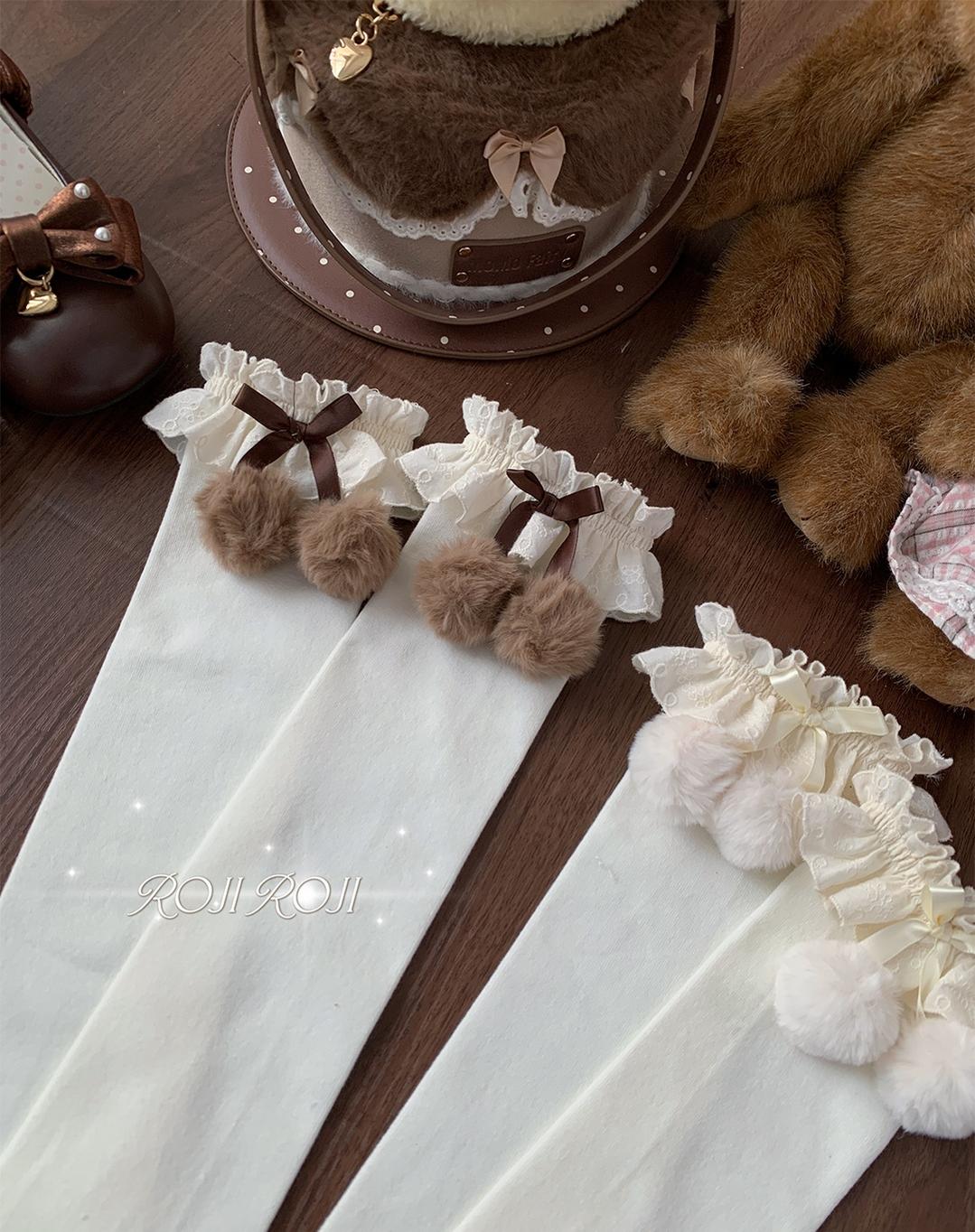 Roji Roji - Lolita Calf & Over-Knee Socks, Pom-Pom Accents 44347:804981