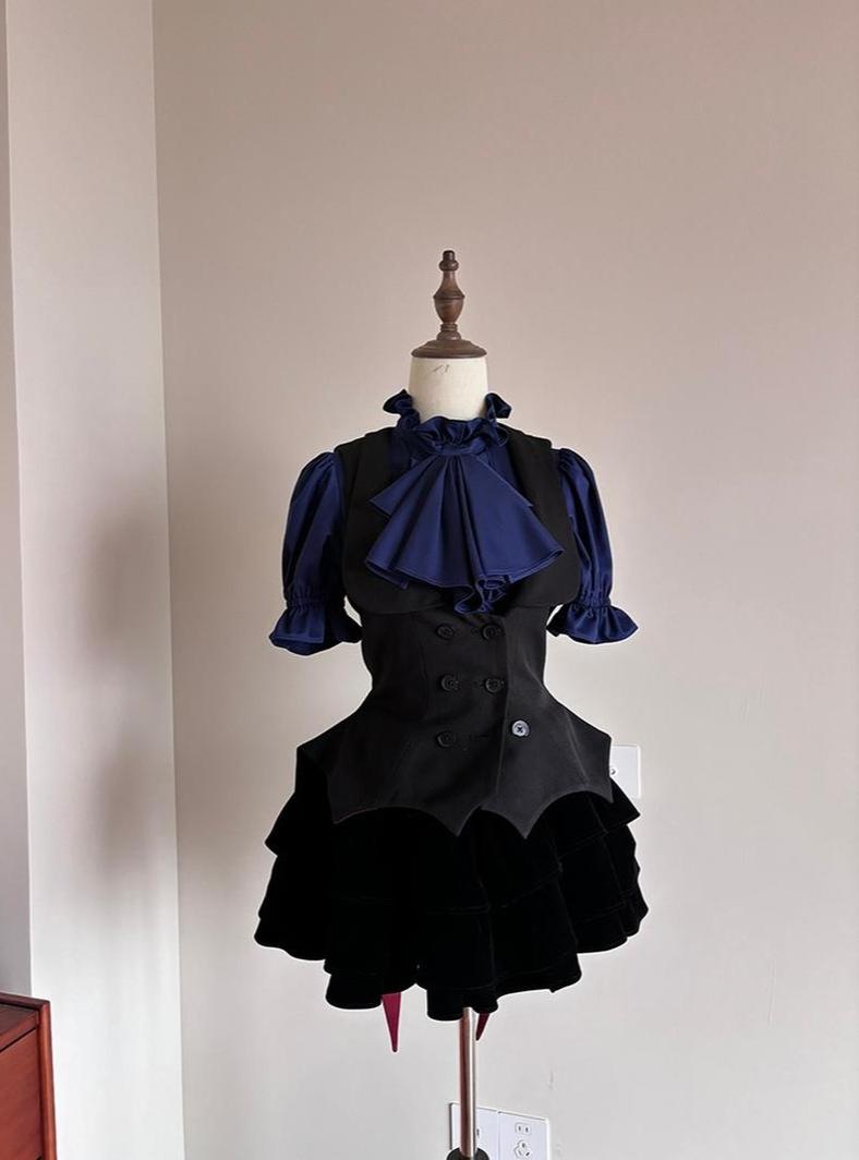 FlowerFairyDaily~Final Nocturne~Gothic Lolita Vest Black Bat Vest
