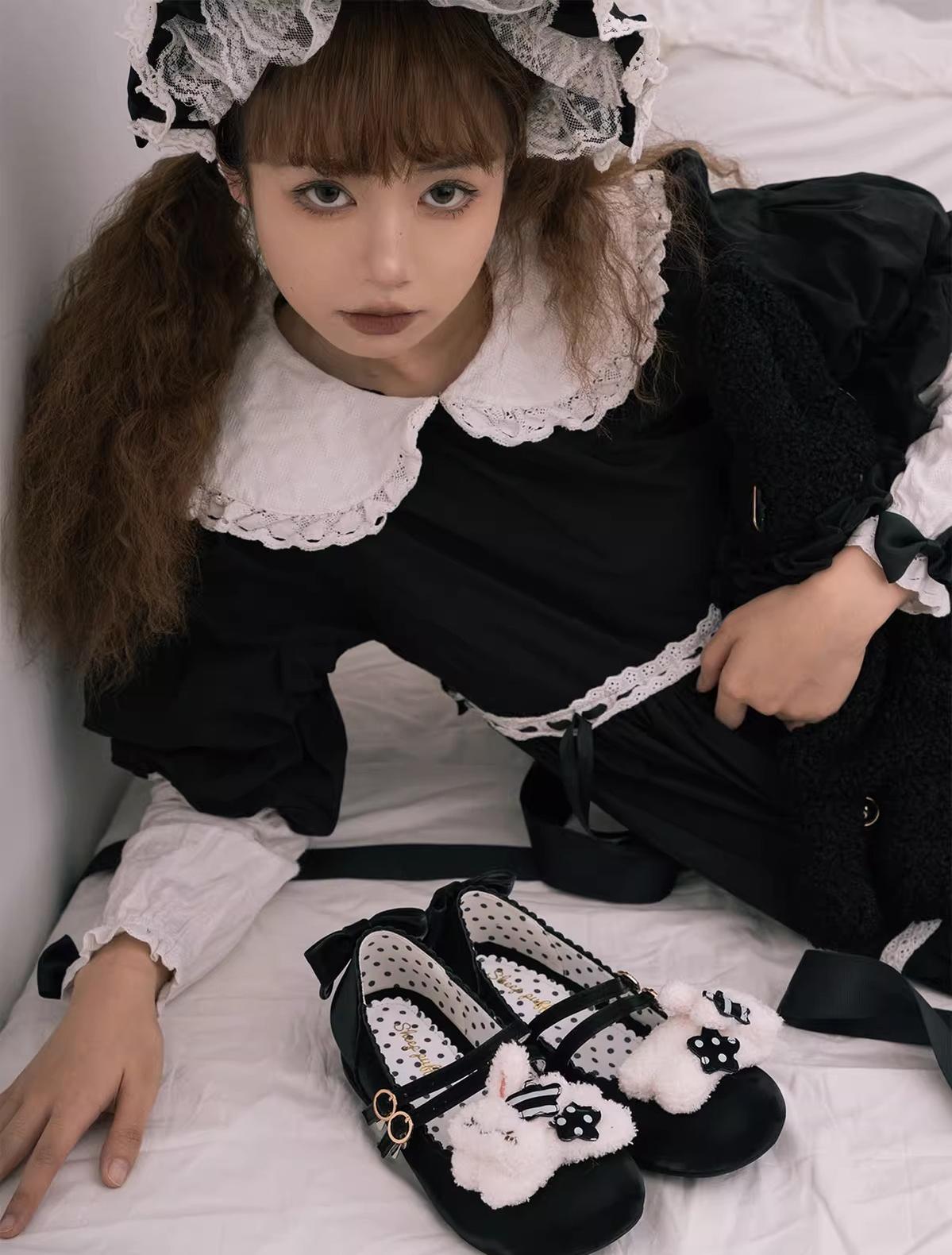 Sheep Puff - Mimitty Rabbit - Kawaii Lolita Low Heel Shoes Plush Bunny Spring Lolita Shoes