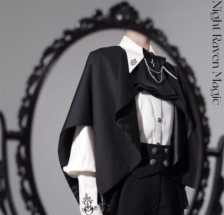 CastleToo - Night Raven Magic - Ouji Lolita Dress Set Prince Suspender Shorts Cape