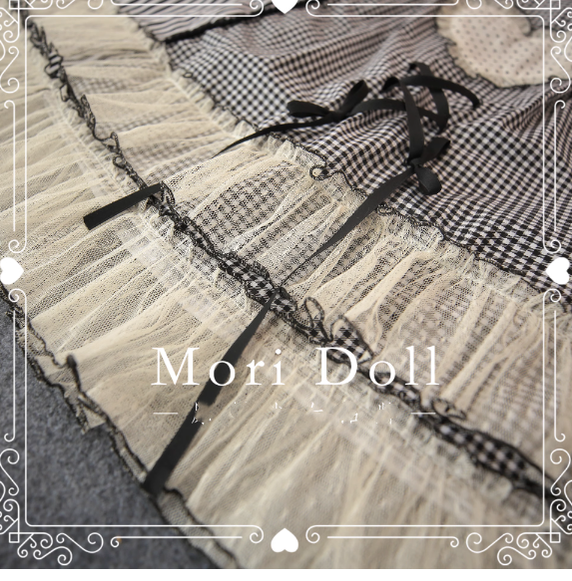 Mori Doll~Peach Tea~Sweet Lolita Dot and Stripe Print Skirt Multicolors   