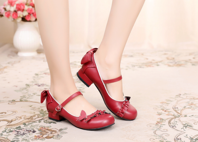 Sosic~Stand Still and Don't Fly~Daily Sweet Lolita Round Toe Handmade Shoes red 33 