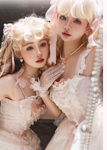 Flower and Pearl Box~Silk Ballet~Wedding Lolita Pink Bridal JSK Set   
