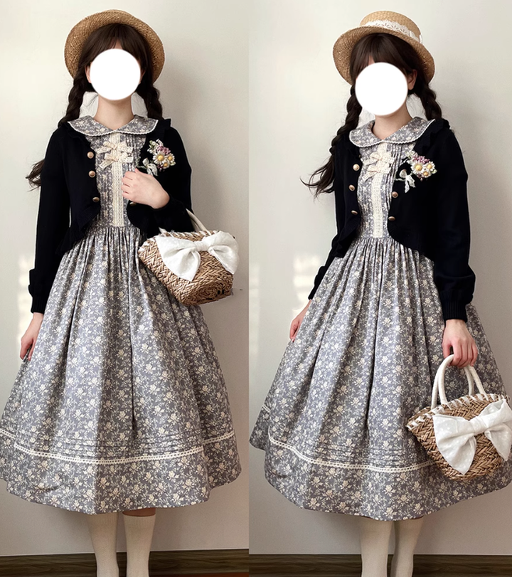 Akane Alois~Hana Shinfu~Country Lolita Flower Print OP Dress   