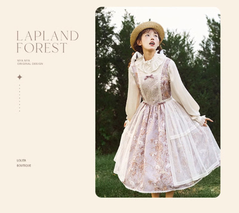 (Buyforme)NyaNya~ Lapland Forest~ Lolita Elegant Vintage Floral JSK OP Dress   