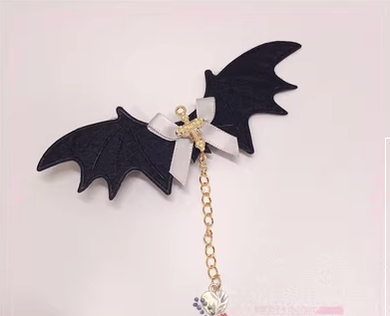 Pearl Rabbit Handmade - Halloween Gothic Lolita Bat Wings Shaped Side Clips gray