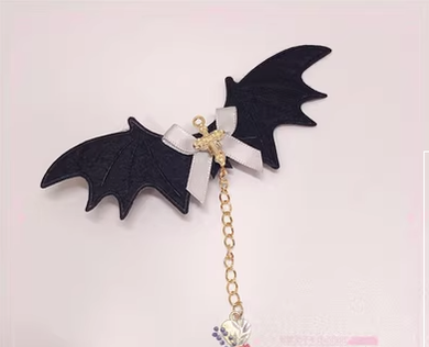 Pearl Rabbit Handmade~Halloween Gothic Lolita Bat Wings Shaped Side Clips gray  