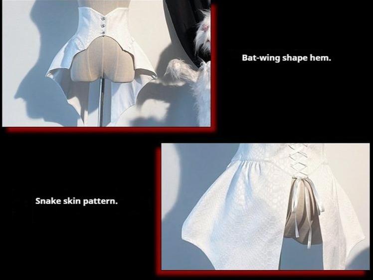 Blue Moon Bone Erosion - Gothic Lolita Waist Cincher, Bat Wing Hem 44453:809608