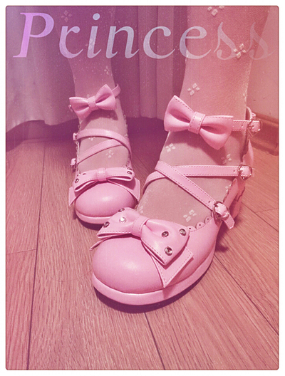 Sosic~Sweet Lolita High Heel Handmade Shoes 34 light purple 