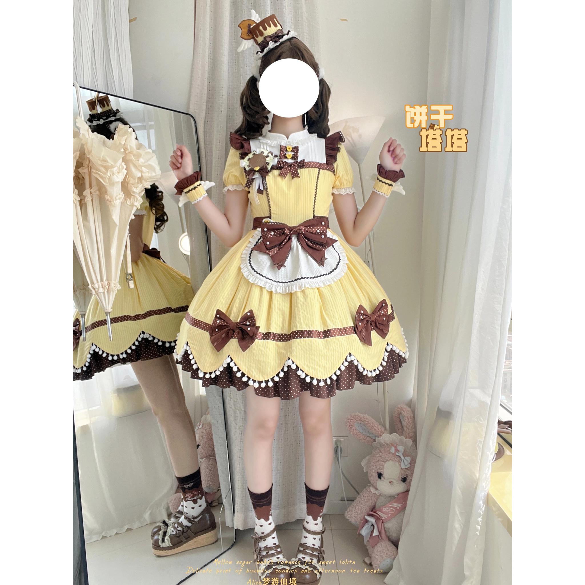 Biscuit Tata - Doll-like Sweet Lolita Dress, Detachable Chocolate Bows 45852:865157