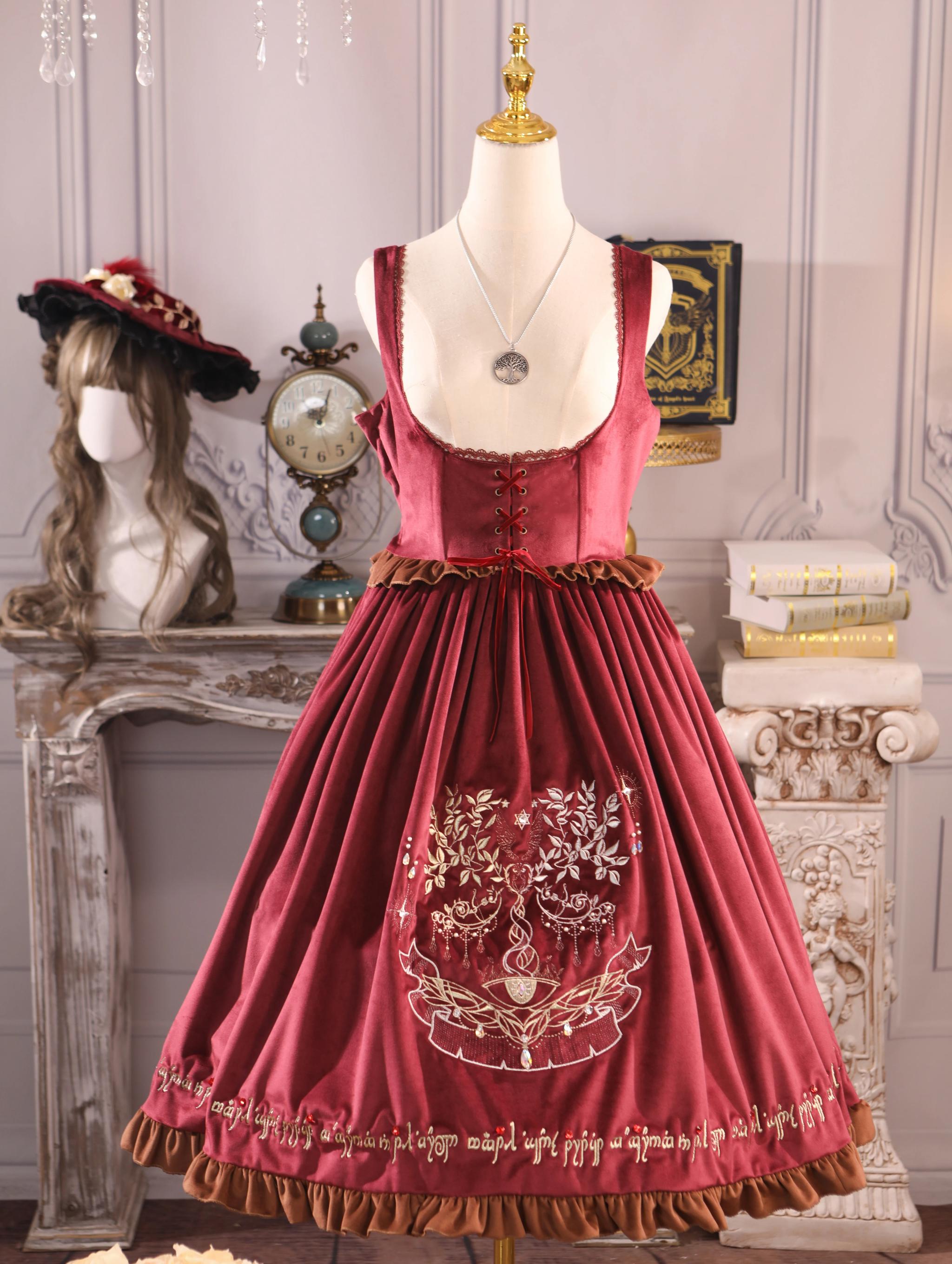 Twin Trees' Celestial Glow - Classic Lolita Bust-Supporting JSK, Plus Size (2XL 3XL L M S XL) 44508:810783