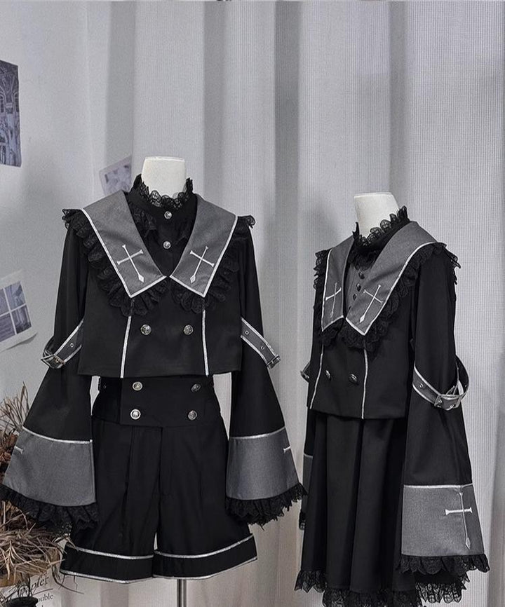 CastleToo~Rules of the Otherworld~Gothic Ouji Lolita Shorts Set with Embroidery Jacket Jacket only S