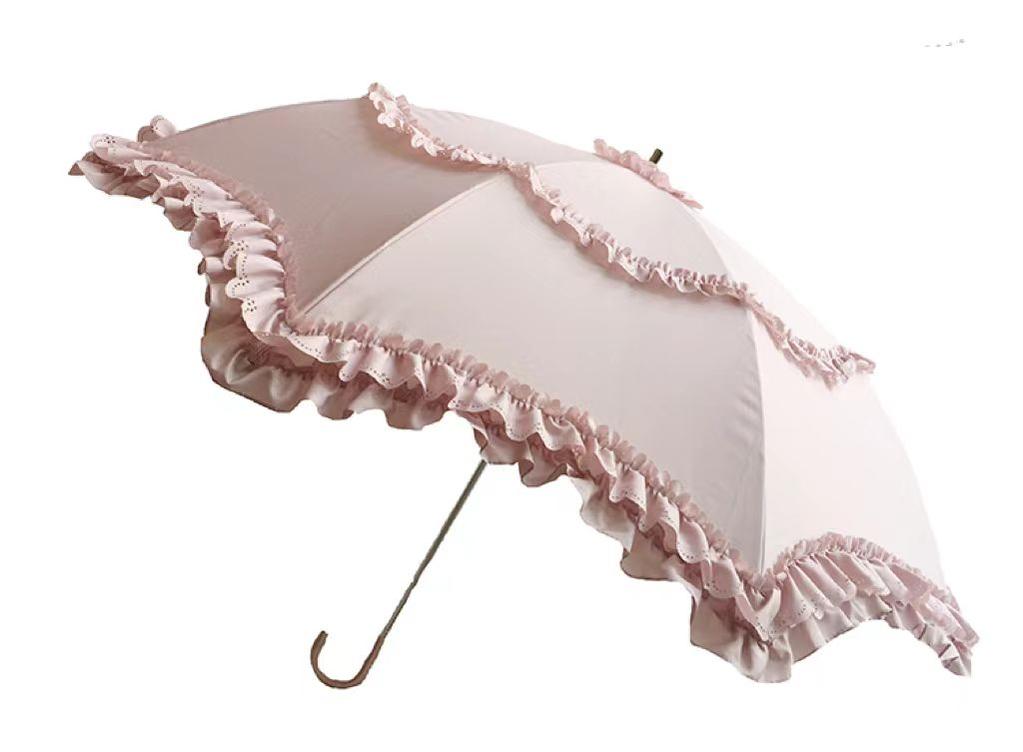 Whale Island - Kawaii Lolita Parasol Daily Lolita Two-folded Umbrella light pink