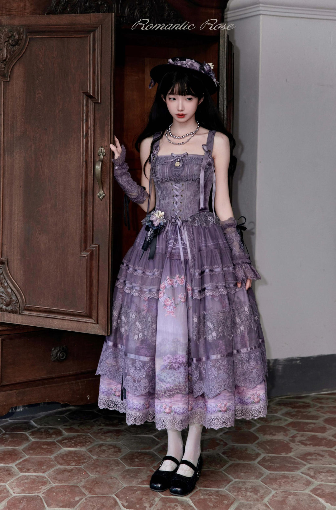 ZUOlanrichen~Romantic Rose~Classic Lolita Dress Set Printed JSK Skirt with Bodice 42157:729389