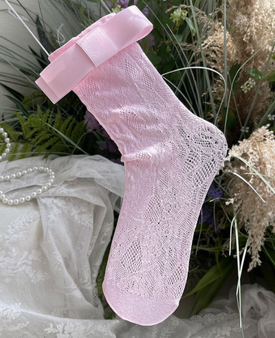 WAGUIR~Sweet Lolita Ballet  Kownot Lace Socks free size pink 
