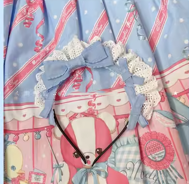 (Buyforme)Cheese Cat~Fashionable Lolita Bow Lace KC Multicolor Customized a white lace blue bow KC  