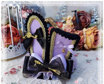 (BFM)Menglu~Lolita Top Hat Rabbit Ear Bow Lolita Headdress Multicolors Black gold purple  