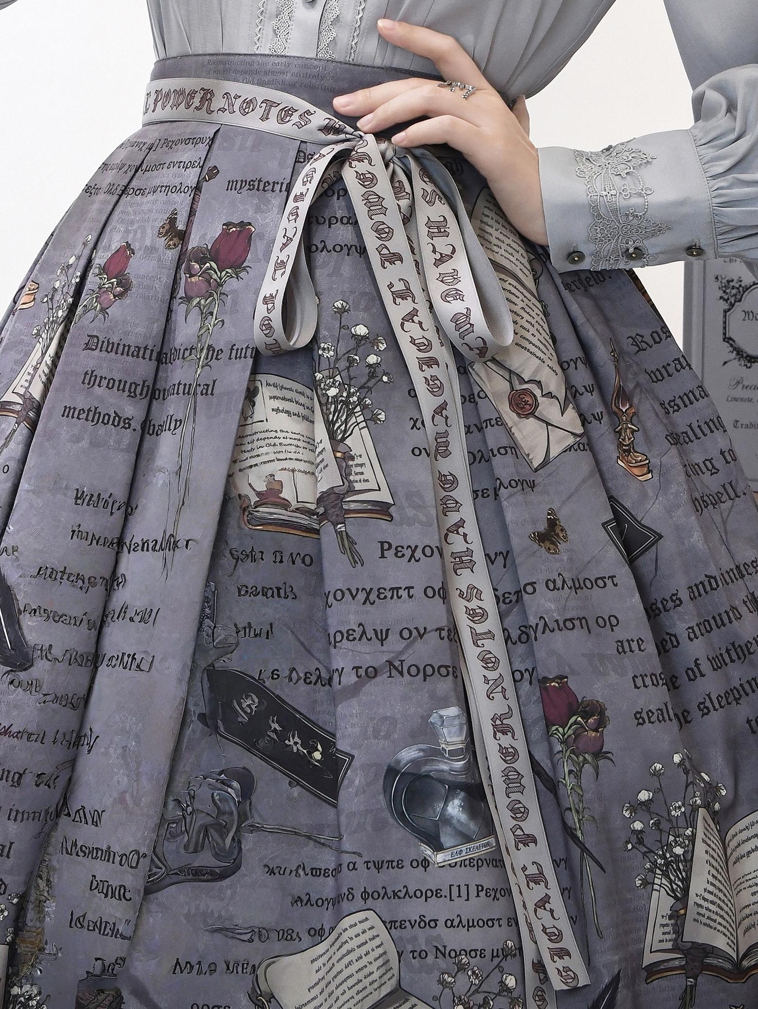 Chris House Lolita - Witch Notes - Gothic Loliat Embroidered Dress Suit, Cross and Rose Print 44096:795113