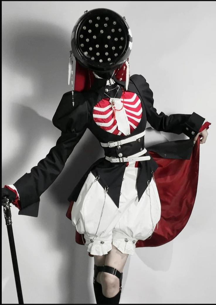 Ribs and Heart - Ouji Lolita Trailing Jacket & Ribs Embroidered Blouse Set 45781:862326