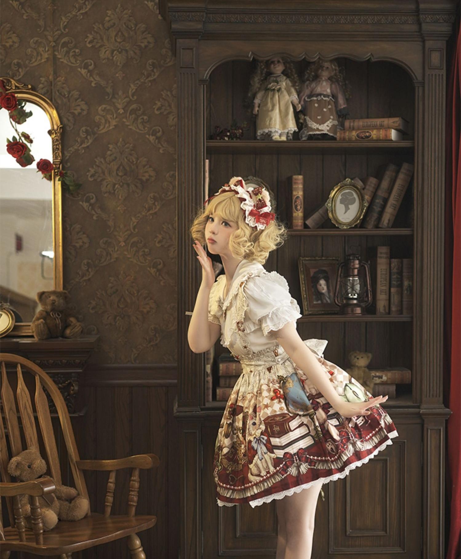 Ocelot - Crown Bear - Kawaii Lolita SK Daily Chiffon Skirt