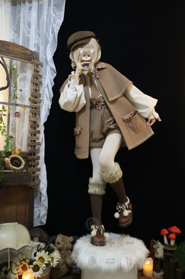 Baozizhu~Detective Goose~Autumn Winter Lolita Cape Retro Cute Woolen Lolita Coat   