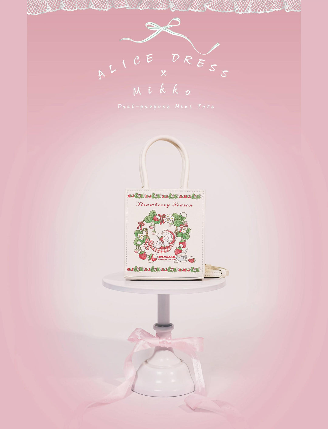 Doll tea party~IP Collab Kawaii Lolita Crossbody Handbag Mini Tote Bag   