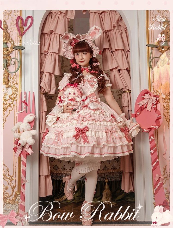 Mademoiselle Pearl~Bow Rabbit~IP Collab Sweet Lolita OP in Multiple Styles