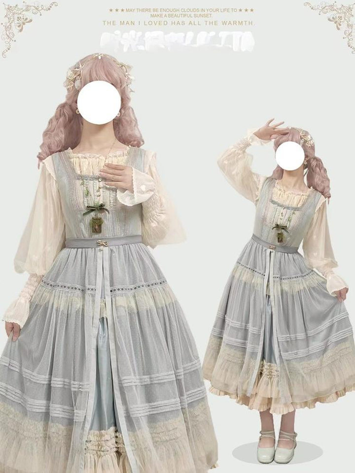 Time Memory~Layered Heart~Sheer Classic Shirt with Mutton Sleeves & Polka Dot 42821:757764