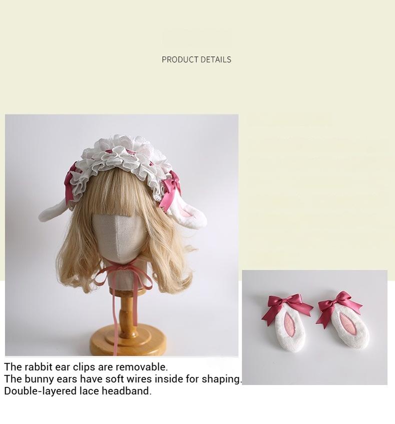 Xiaogui - Kawaii Lolita Headband with Bunny Ear Clip