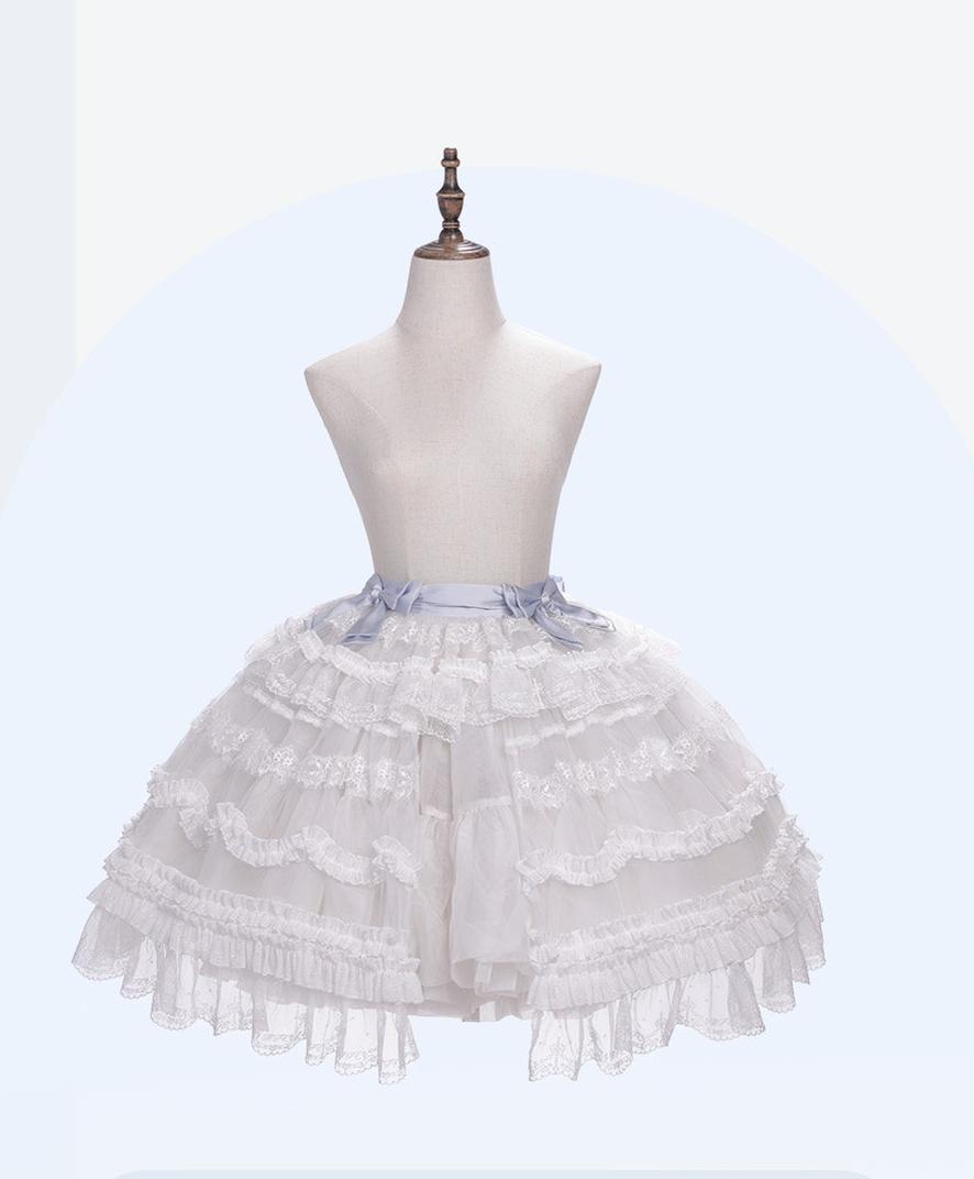 Finnish Antique Cabinet - Sweet Lolita Headdress with Bow Decor White and Blue One Size Overlay Only