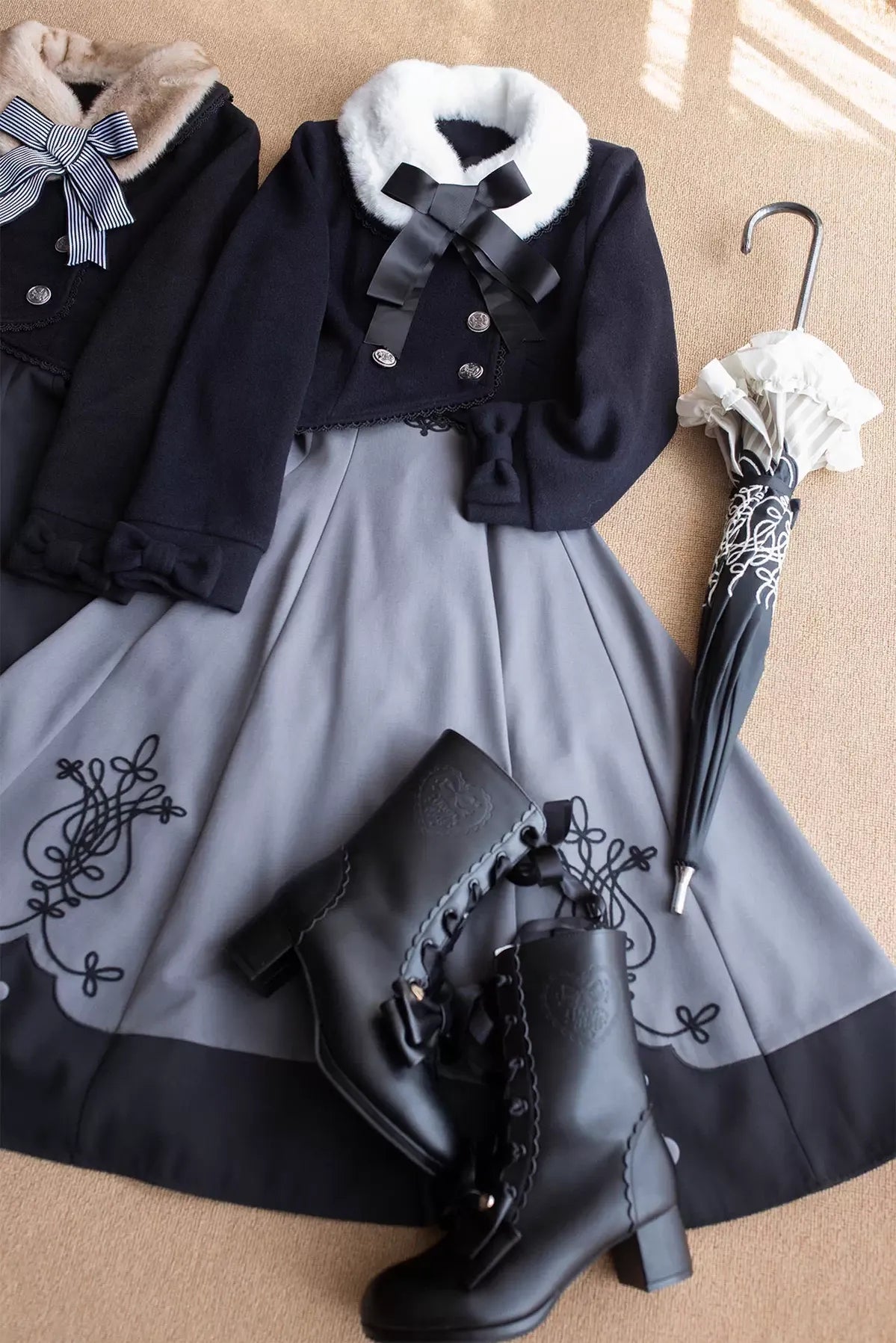 Sheep Puff - Snowy Mochi - Kawaii Lolita Winter Boots, Detachable Fur Trim 43995:791520