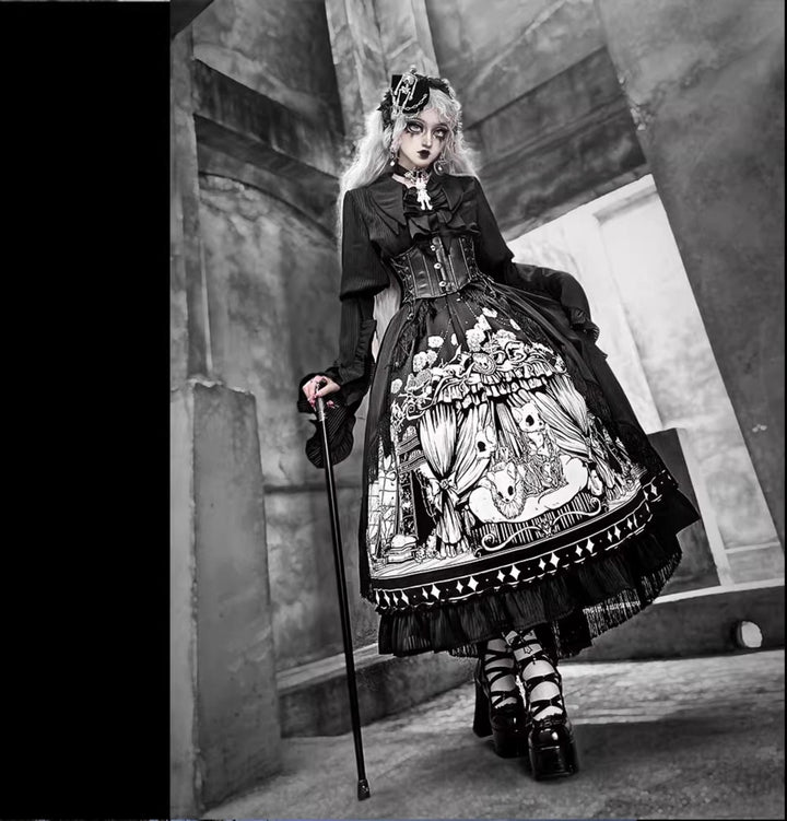 Caged Bird Hotel~Bone Theater~Halloween Gothic Lolita Fashion Shirt Skirt   