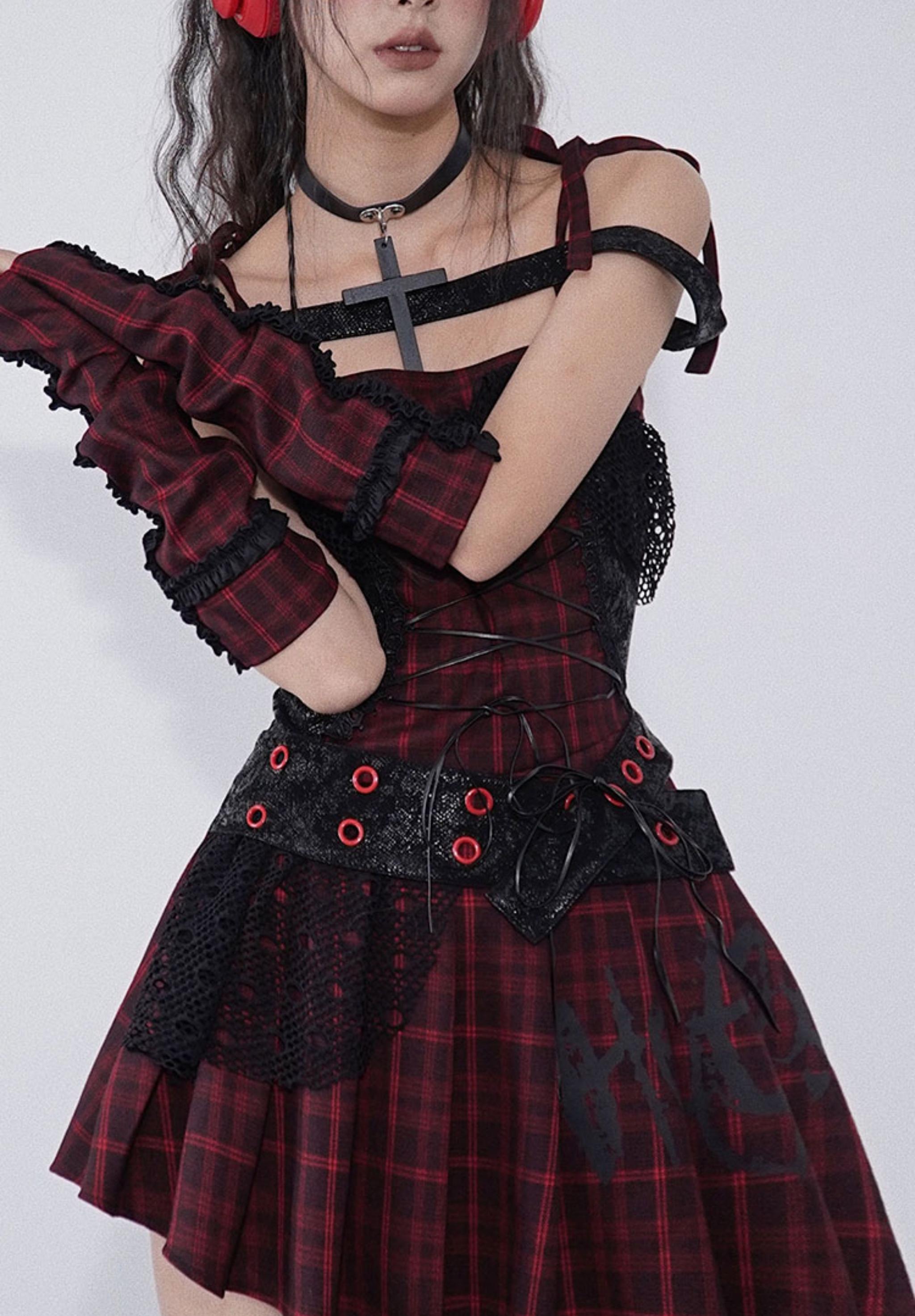 ファッション特集 with Dress JSK Lolita Punk Red 42Lolita – Straps Black and Clothing