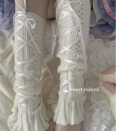 Roji Roji~Sweet Lolita JK Girl Bow Socks Leg Warmer Butterfly Knot   