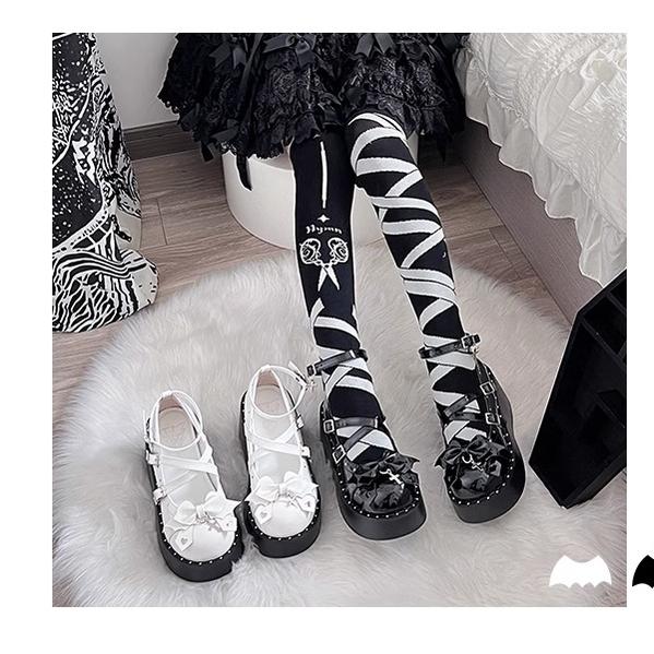 (BFM)Bondora~Devil Cross~Punk Lolita Shoes Cross High Platforms Shoes   